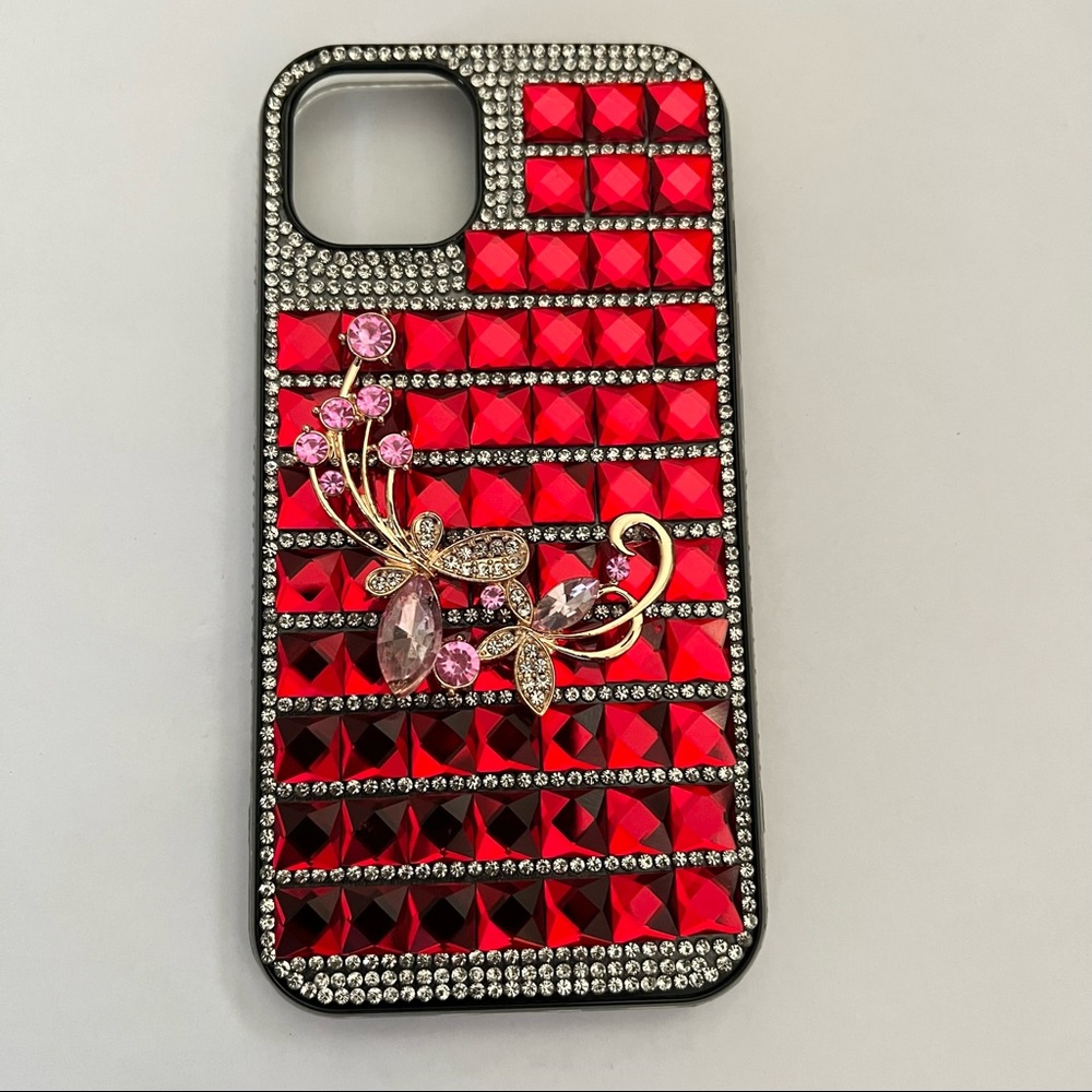 Red glitter strong phone case for Apple IPhone 13